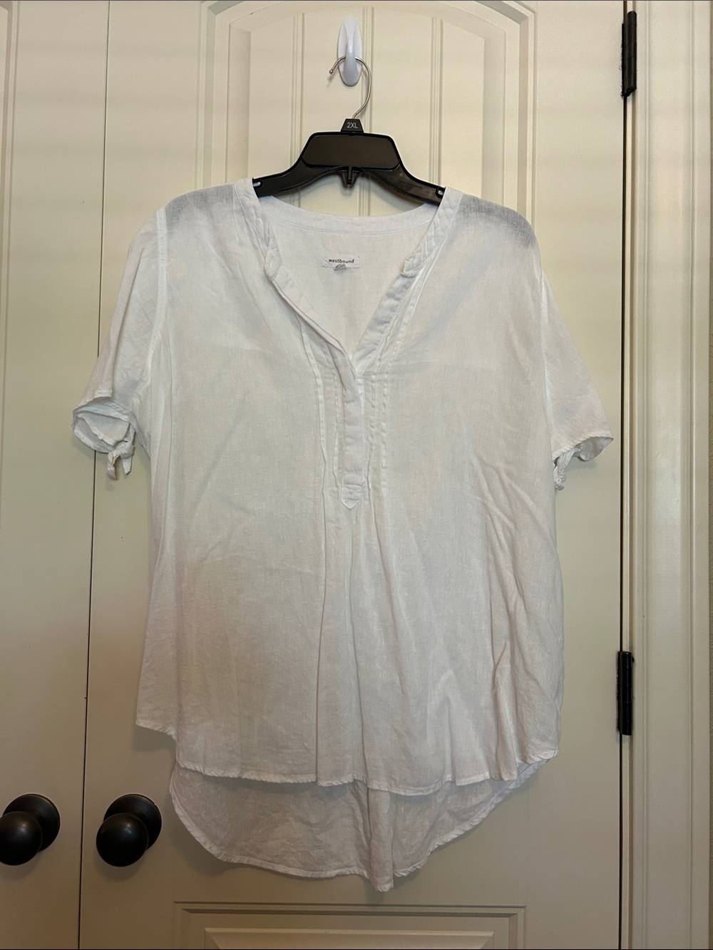 Westbound White V-Neck Short Sleeve Tunic